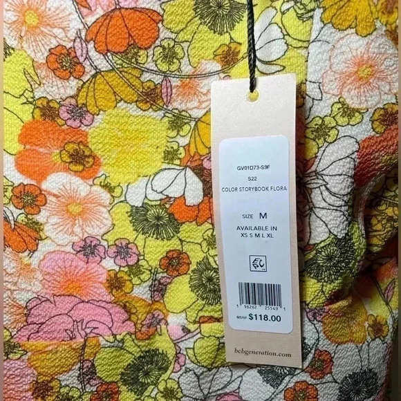 BCBGeneration Ruffle Floral print midi dress sz M - Picture 2 of 8